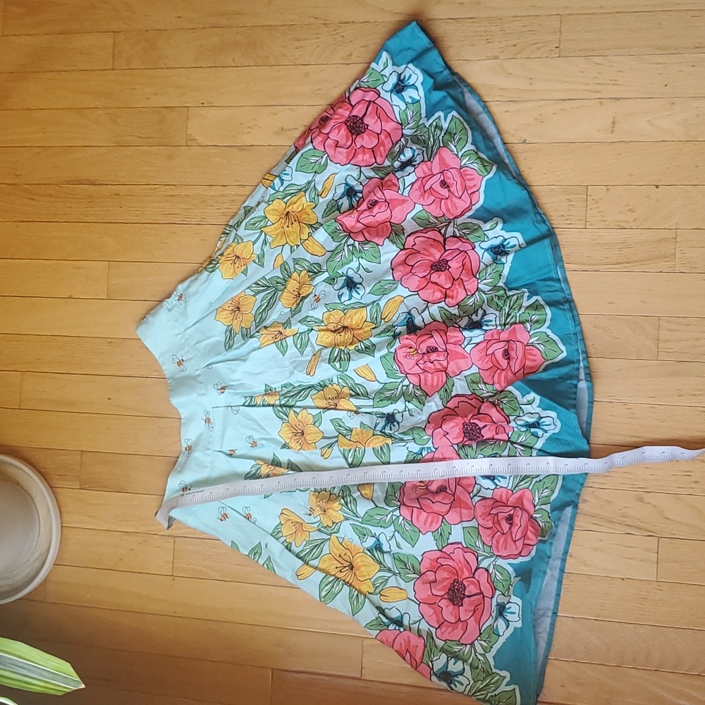 Bright floral A-line skirt